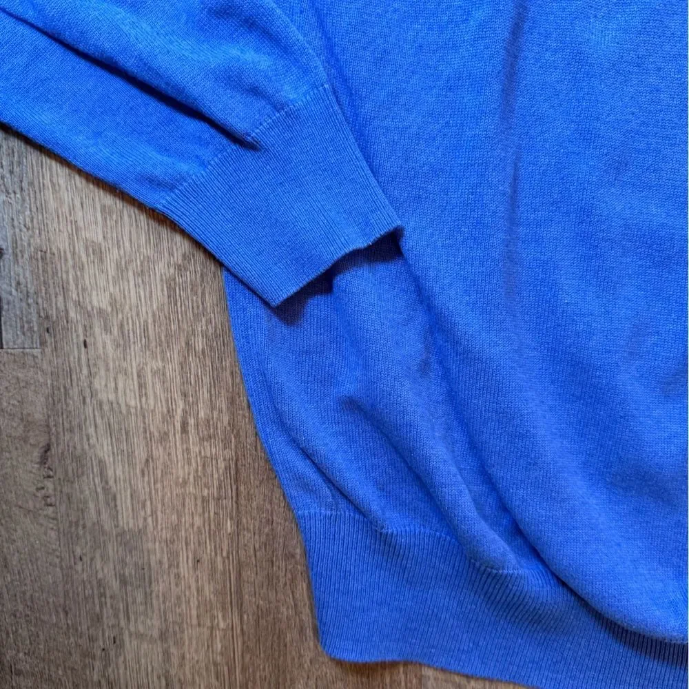 Peter Millar Blue Silk Cotton Cashmere V-Neck Pullover Lightweight Sweater XXL